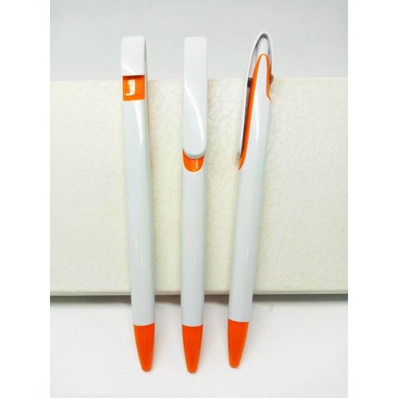 PLASTIC PEN WHITE WITH ORANGE